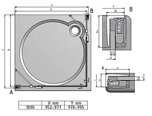 Душевое ограждение 1000x1000мм прозрачное стекло Roltechnik Hitech Line HBO1+HBO1/1000*1000 284-1000000-06-02+284-1000000-06-02 Душевое ограждение 1000x1000мм прозрачное стекло Roltechnik Hitech Line HBO1+HBO1/1000*1000 284-1000000-06-02+284-1000000-06-02, 3
