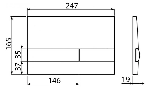 Клавиша смыва для унитаза AlcaPlast M1712-8 кнопки/черный глянцевый, панель/хром глянцевый