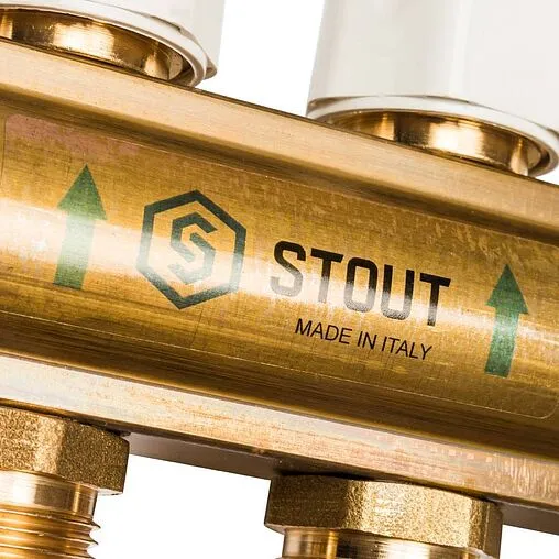 Группа коллекторная с расходомерами 10 отводов 1"в/в x ¾"ек Stout SMB 0473 000010