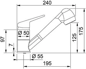 Смеситель для кухни с выдвижным изливом Franke Novara Plus pull-out оникс 115.0470.675 Смеситель для кухни с выдвижным изливом Franke Novara Plus pull-out оникс 115.0470.675, 2