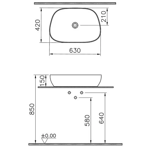 Раковина VitrA Outline Recycled 57 тауп матовый 7993B066-0016 Раковина VitrA Outline Recycled 57 тауп матовый 7993B066-0016