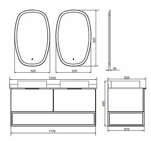 Тумба-умывальник подвесная Comforty Порто 120-2 дуб тёмно-коричневый/чёрный 00-00001287CF, 2