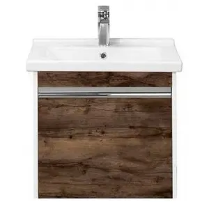 Тумба-умывальник подвесная Aquaton Капри 60 таксония темная/белый 1A2301K1KPDB0 Тумба-умывальник подвесная Aquaton Капри 60 таксония темная/белый 1A2301K1KPDB0, 1