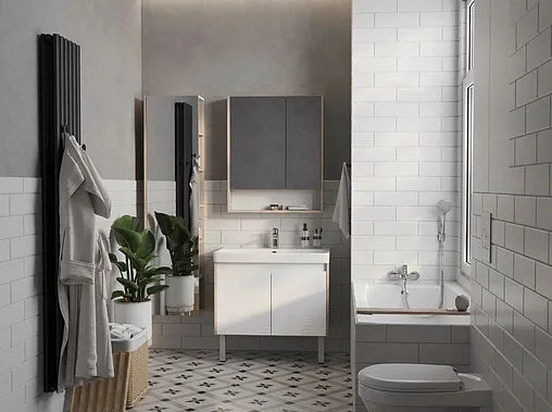 Тумба-умывальник Aquaton Сканди Doors 80 белый/дуб верона 1A2829K0SDB20