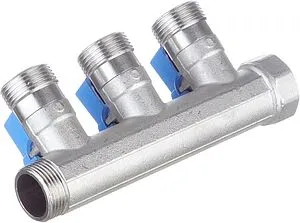 Коллектор запорный проходной 3 отвода синий ¾"в/н x ¾"ек Henco VB050503-BLAUW Коллектор запорный проходной 3 отвода синий ¾"в/н x ¾"ек Henco VB050503-BLAUW, 2