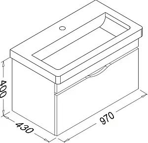 Тумба-умывальник подвесная ISVEA Neo 100 серый 21NGS319100E Тумба-умывальник подвесная ISVEA Neo 100 серый 21NGS319100E, 2
