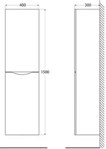 Шкаф-пенал подвесной BelBagno ANCONA-N Bianco Lucido ANCONA-N-1500-2A-SC-BL-R, 2
