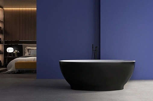 Ванна акриловая отдельностоящая Abber 165x80 белый/панель Black matte AB9207MB