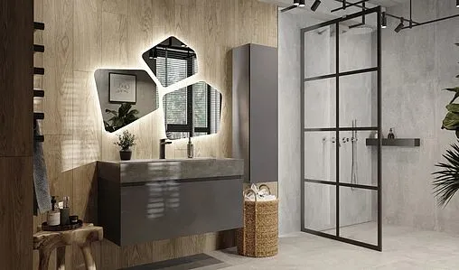 Тумба под умывальник подвесная Raval Facet 100 антрацит Fac.01.100/P/A/RL