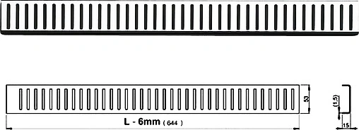 Решетка для лотка 644мм AlcaPlast Pure-650M