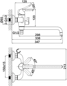 Смеситель для ванны с длинным изливом D&K Rhein Ambrosius хром DA1343301, 2