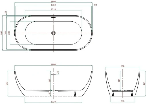 Ванна акриловая отдельностоящая Vagnerplast Marbella 180x80 KRBV180MAR7X-64