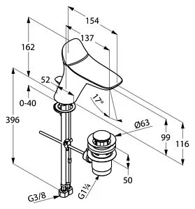 Смеситель для раковины Kludi Ambienta хром 530230575 Смеситель для раковины Kludi Ambienta хром 530230575, 2