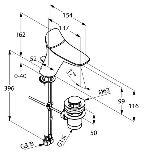 Смеситель для раковины Kludi Ambienta хром 530230575 Смеситель для раковины Kludi Ambienta хром 530230575