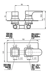 Смеситель для ванны скрытого монтажа Rav Slezak Yukon белый/хром YU186KCB, 2