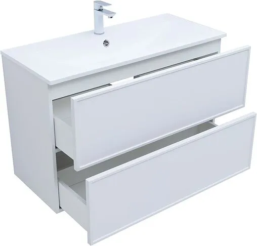 Тумба-умывальник Aquanet Арт 100 белый матовый 00313257+00318926