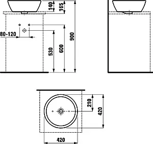 Раковина Laufen Pro 42 белый 8.1296.2.000.109.1 Раковина Laufen Pro 42 белый 8.1296.2.000.109.1, 2