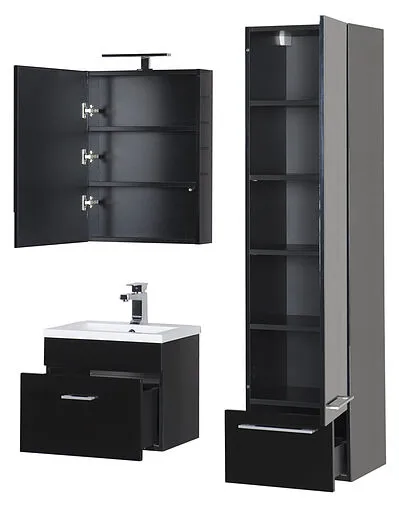 Шкаф-зеркало Aquanet Нота 50 камерино  чёрный 176947