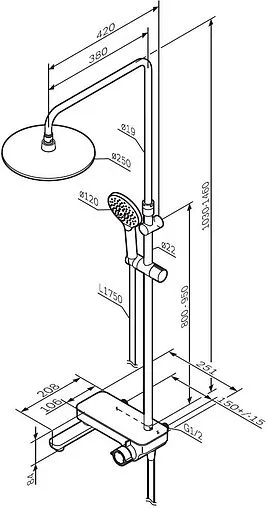 Душевая система со смесителем для ванны Am.Pm Like хром F0780700 Душевая система со смесителем для ванны Am.Pm Like хром F0780700