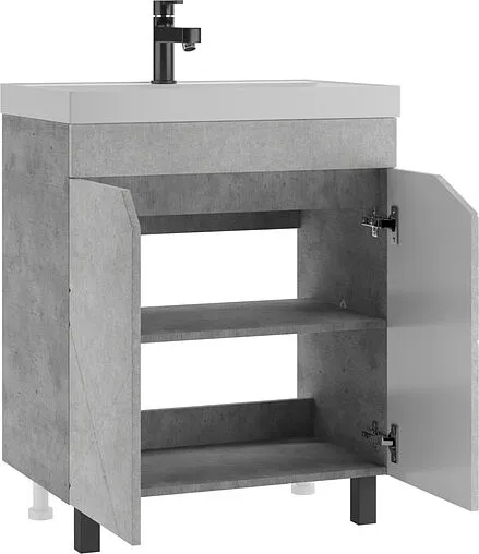Тумба-умывальник напольный Домино Vector 70 метрополитан грей/бетон серый DV6613T+4627173210171