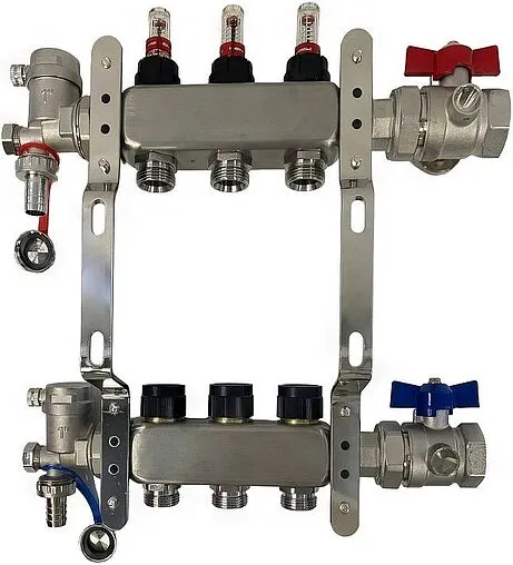 Группа коллекторная с расходомерами 3 отвода 1&quot;в/в x ¾&quot;ек WAAG WG.589.0603.F