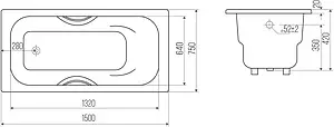 Ванна чугунная Goldman Donni 150x75 DN15075 Ванна чугунная Goldman Donni 150x75 DN15075, 2