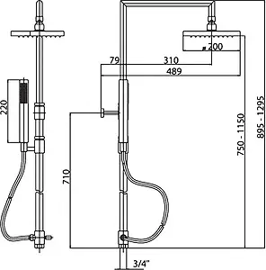 Душевая система без смесителя Cezares Over хром OVER-CDD-01-Cr Душевая система без смесителя Cezares Over хром OVER-CDD-01-Cr, 4