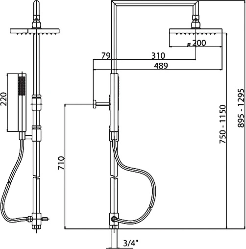 Душевая система без смесителя Cezares Over хром OVER-CDD-01-Cr