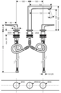 Смеситель для раковины Hansgrohe Metropol 160 чёрный матовый 32515670, 2