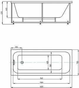 Ванна акриловая Aquatek Мия 140x70 MIY140-0000001, 2