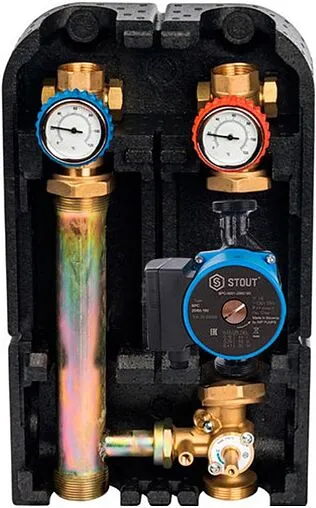 Насосный модуль с 3-х ходовым смесительным клапаном 1½"н х 1"в Stout SDG-0007-002504 с насосом Stout SPC 25/60-180