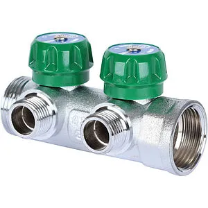 Коллектор регулирующий проходной 2 отвода 1"в/н x ½"н Stout SMB-6849-011202 Коллектор регулирующий проходной 2 отвода 1"в/н x ½"н Stout SMB-6849-011202, 1