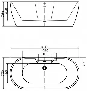 Ванна акриловая отдельностоящая Swedbe Vita 164x75 8838, 3