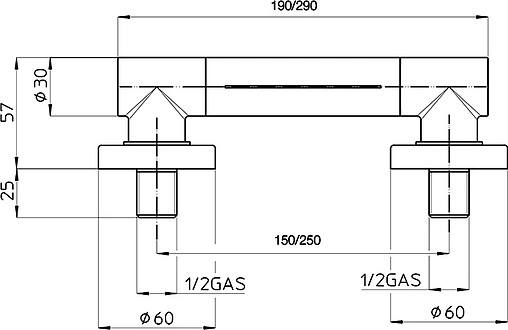 Лейка верхнего душа Bossini Cascata-Wall 250 хром I00271.030