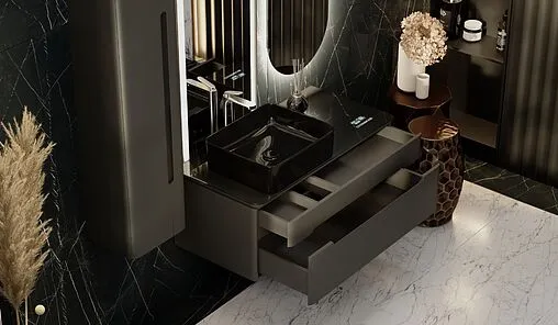 Тумба-умывальник подвесная Jorno Shine 100 антрацит Shi.01.100-M/P/A+ Тумба-умывальник подвесная Jorno Shine 100 антрацит Shi.01.100-M/P/A+