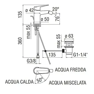 Смеситель для биде Nobili Blues хром BS101119/1CR Смеситель для биде Nobili Blues хром BS101119/1CR, 2