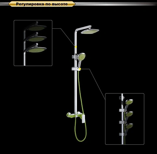 Душевая система со смесителем для ванны D&amp;K Berlin.Humboldt зелёный/хром DA1433712A02