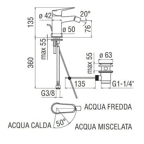 Смеситель для биде Nobili Blues хром BS101119/1CR Смеситель для биде Nobili Blues хром BS101119/1CR
