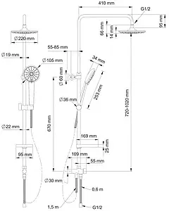 Душевая система без смесителя Swedbe Calypso хром 5075, 2