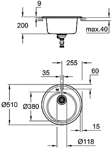 Мойка кухонная Grohe K200-51 серый гранит 31656AT0 Мойка кухонная Grohe K200-51 серый гранит 31656AT0, 2