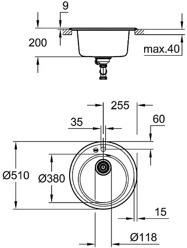 Мойка кухонная Grohe K200-51 серый гранит 31656AT0