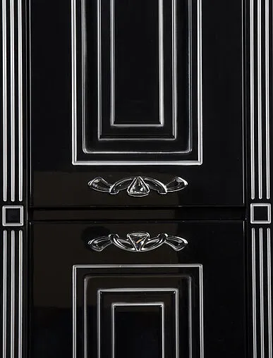 Шкаф-пенал напольный Aquanet Паола чёрный/серебро 181771