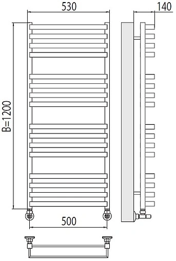 Полотенцесушитель водяной лесенка Terminus Рид П16 500х1200 полированная сталь 4670078513458