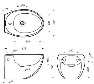 Биде подвесное Sanita Luxe Ringo белый BD.WH/Ringo/C/WHT.G/S1, 2