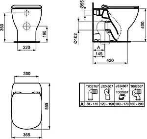 Унитаз приставной безободковый Ideal Standard Tesi AquaBlade белый T007701 Унитаз приставной безободковый Ideal Standard Tesi AquaBlade белый T007701, 2
