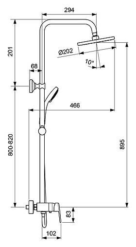 Душевая система со смесителем для душа Vidima Balance хром BA271AA
