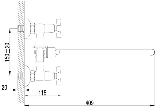 Смеситель для ванны с длинным изливом Lemark Benefit хром LM2551C