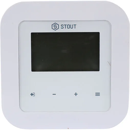 Проводной комнатный терморегулятор для контроллеров I-2, I-3 и I-3 Plus с коммуникацией RS Stout RI-1 белый STE-0101-001007