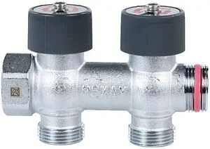 Коллектор регулирующий проходной 2 отвода ¾&quot;в/н x ¾&quot;ек Rehau 11316443001, 3