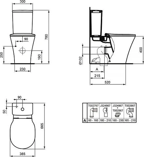 Унитаз-компакт безободковый Ideal Standard Connect Air AquaBlade белый E013701+E073401